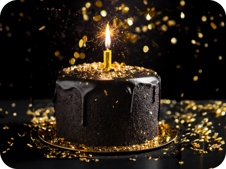 Chocolate birthday cake with a candle