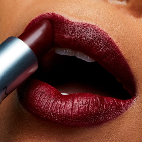 Plum lipstick colour on lips