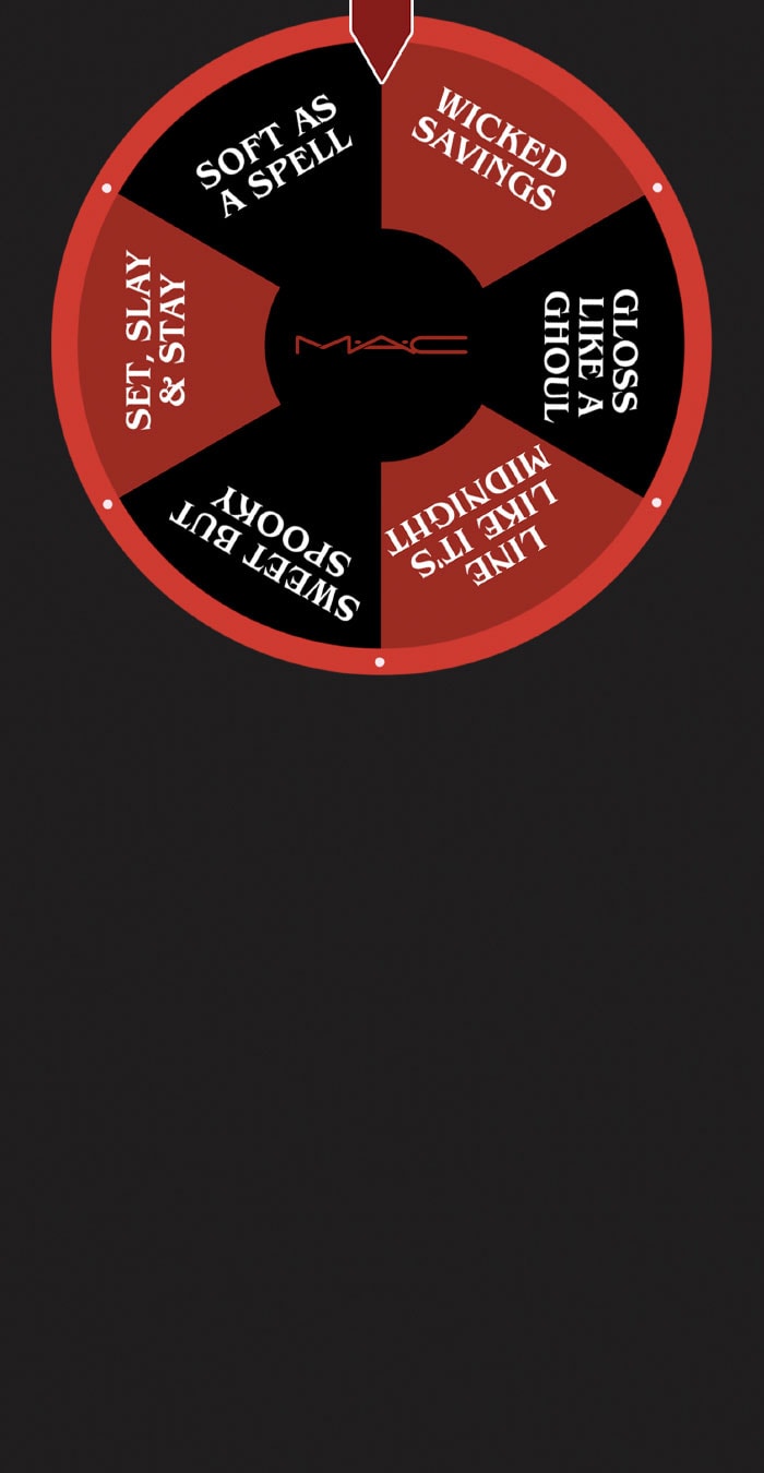 Spin to win wheel in black, white and red colours for Halloween