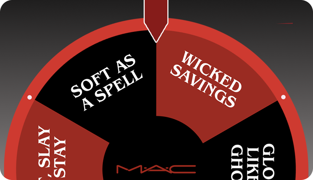 Spin to win wheel in black, white and red colours for Halloween